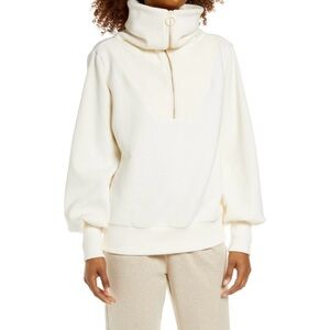 Varley Vine Half Zip Pullover Sweatshirt Medium Ivory Ottoman Preppy Oversized
